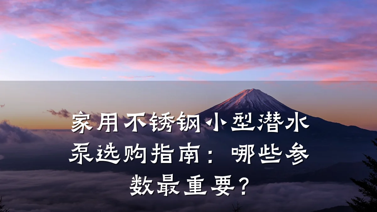 家用不锈钢小型潜水泵选购指南:哪些参数最重要?